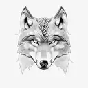 wolf with viking writing tattoo design idea