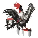 in the background there is a bucket of FSC and legs and wings, and in the foreground there is a chicken or goose tattoo design idea