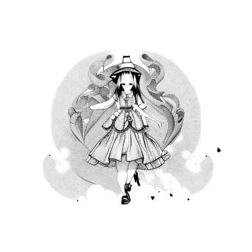japanese style alice in wonderland tattoo design idea