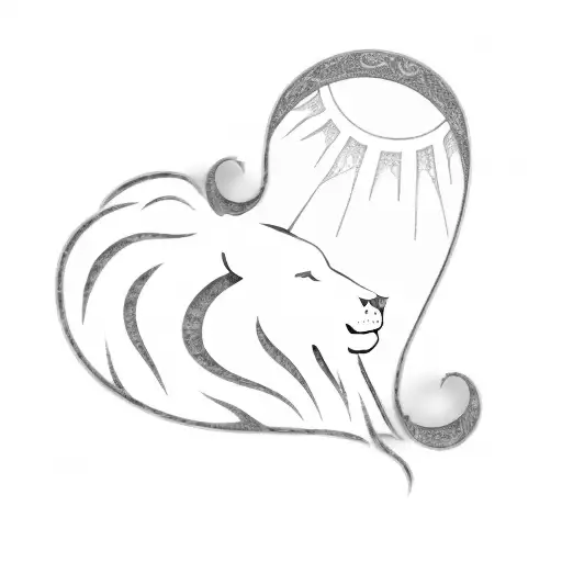 a lion in the shape of a heart tattoo design idea