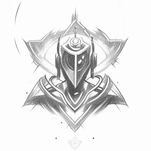 A sketch of Jhin's ultimate ability with the number 4 in the background tattoo design idea