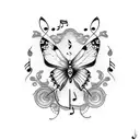 semicolon butterfly with music notes tattoo design idea