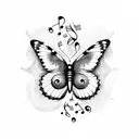 semicolon butterfly with music notes tattoo design idea
