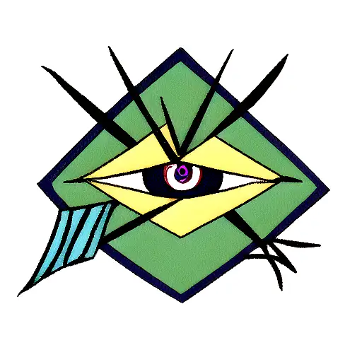 evil eye of Lorenor Zoro in a triangle tattoo design idea