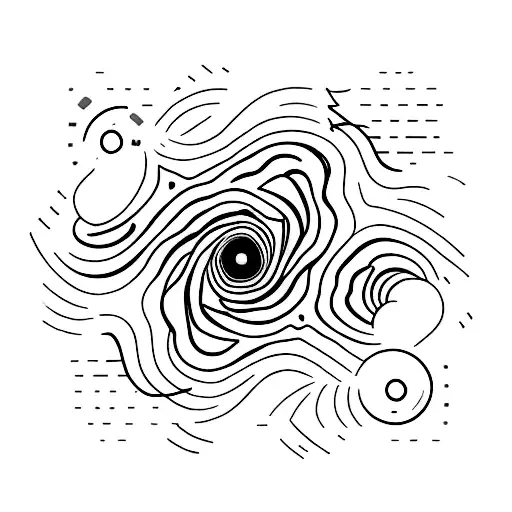 A mountain peak surrounded by swirling clouds and rays of sunlight tattoo design idea