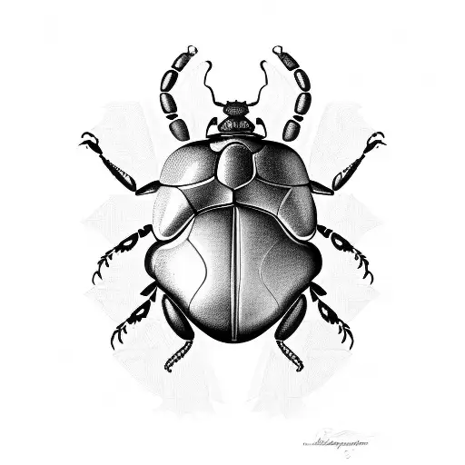 A futuristic computerized scarab beetle with hieroglyphic patterns tattoo design idea