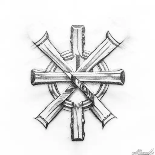 religious things like crosses mixed in with ice hockey things like sticks and pucks as a forearm tatoo tattoo design idea