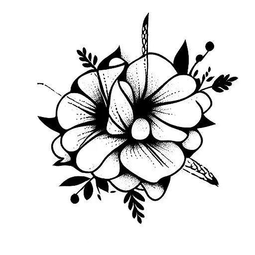 flower bouquet with birth flowers from January, August, September, December tattoo design idea