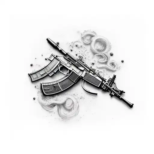 Black Simply Inked Ak47 Temporary Tattoo For Personal