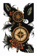 compass clock dream catcher entangled tattoo design idea