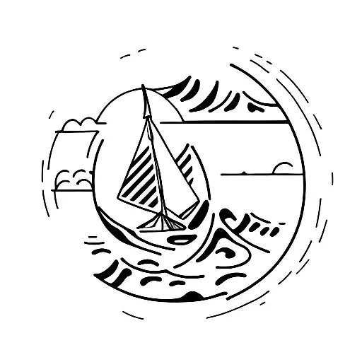 Ocean surfing mountain snowboarding sailboat tattoo design idea