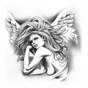 angel girl vs demon girl tattoo design idea
