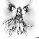angel girl vs demon girl tattoo design idea