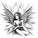 angel girl vs demon girl tattoo design idea