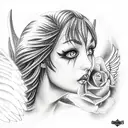 angel girl vs demon girl tattoo design idea