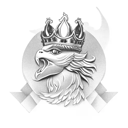  LAUREL WREATH AND PHOENIX WITH A CROWN tattoo design idea