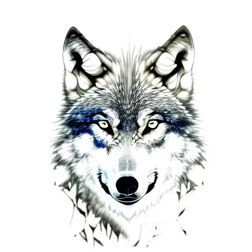 wolf howling at moon with paw prints tattoo design idea