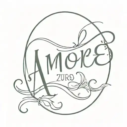 alexis with mirror effect with the word amore tattoo design idea