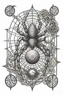 Aries astro sign and spider web tattoo design idea