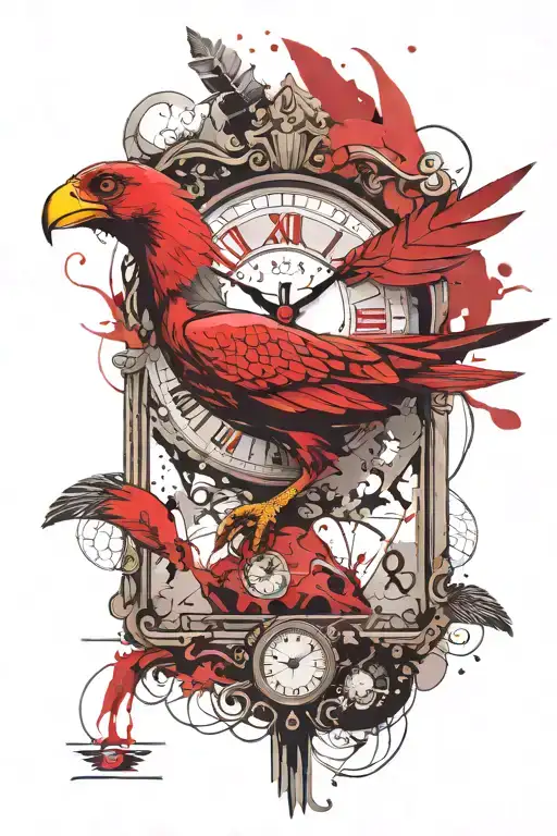 Freemasons Bird Clock tattoo design idea