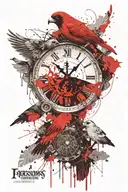 Freemasons Bird Clock tattoo design idea