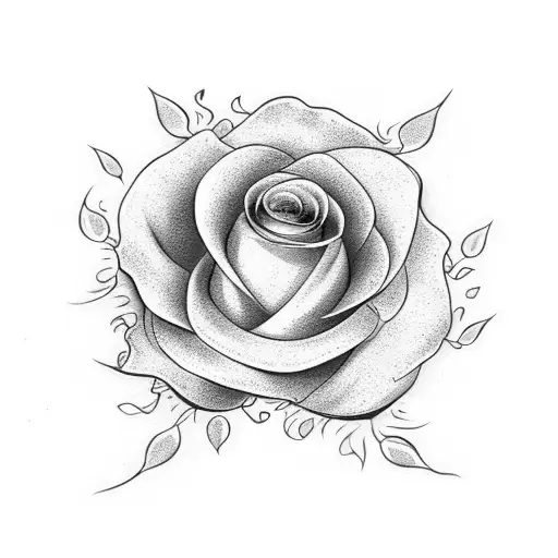 two roses with stems with flower on fire  tattoo design idea