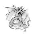 An elegant dragon entwined with computer code tattoo design idea