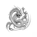 An elegant dragon entwined with computer code tattoo design idea