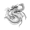 An elegant dragon entwined with computer code tattoo design idea