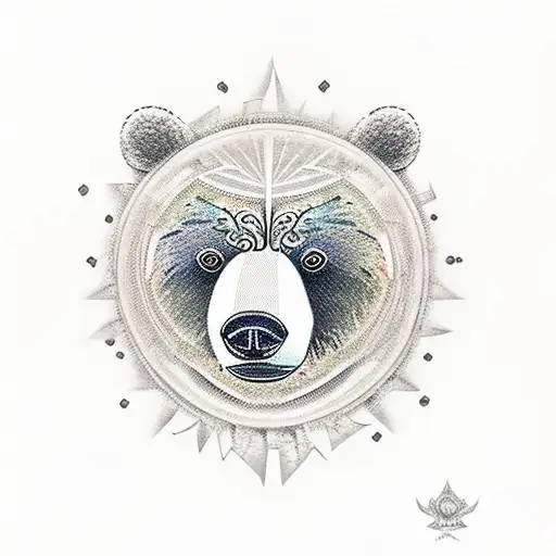 A bear with a sunshine tattoo design idea
