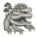 Surround the gator with forest imagery. You can include tall pine trees typical of Florida’s landscape,  tattoo design idea