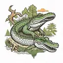 Surround the gator with forest imagery. You can include tall pine trees typical of Florida’s landscape,  tattoo design idea