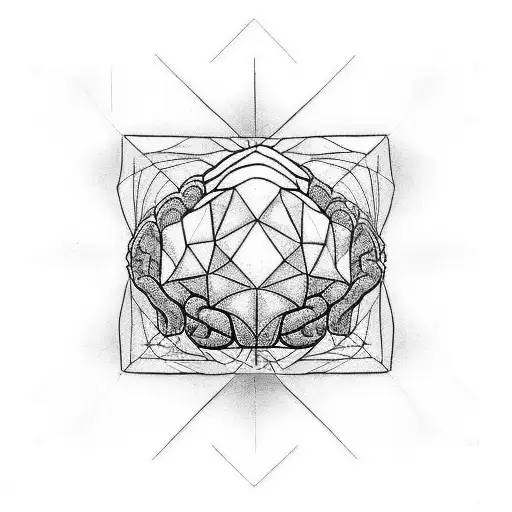 brain trapped in cubes tattoo design idea
