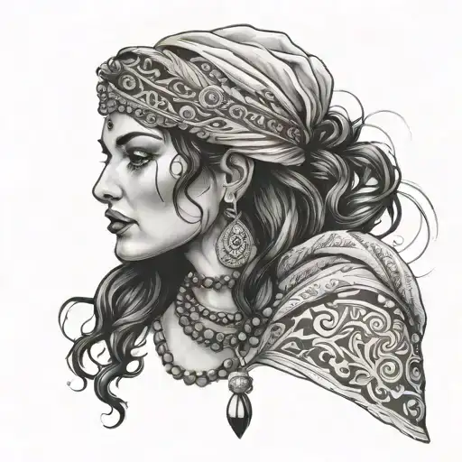 gypsy woman tattoo design idea