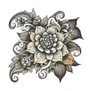 floral and henna design tattoo design idea