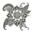 floral and henna design tattoo design idea