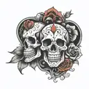 skull and heart tattoo design idea