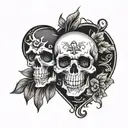 skull and heart tattoo design idea