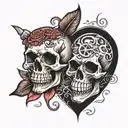skull and heart tattoo design idea
