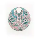 deer Pine tree moon tattoo design idea