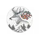 deer Pine tree moon tattoo design idea