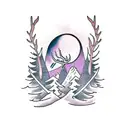 deer Pine tree moon tattoo design idea