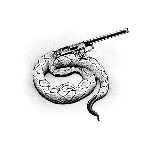 gun and snake tattoo design idea