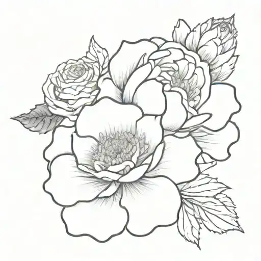 rose, marigold, chrysanthemum, carnation tattoo tattoo design idea