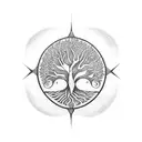 Design a tattoo featuring a Nordic tree of life with each branch representing a different Nordic rune, creating a harmonious and meaningful composition tattoo design idea