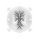 Design a tattoo featuring a Nordic tree of life with each branch representing a different Nordic rune, creating a harmonious and meaningful composition tattoo design idea