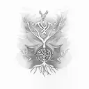Design a tattoo featuring a Nordic tree of life with each branch representing a different Nordic rune, creating a harmonious and meaningful composition tattoo design idea