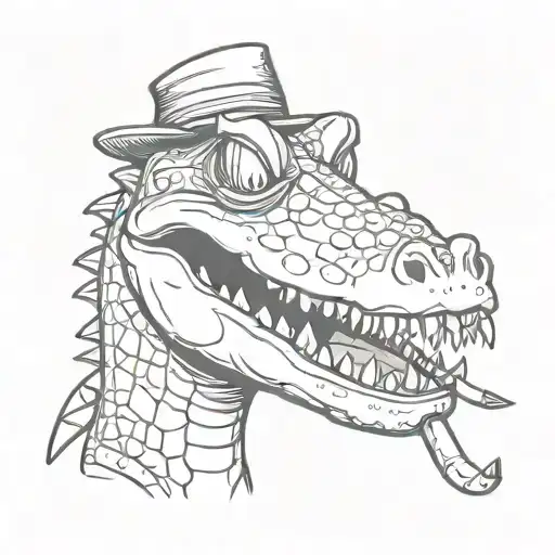 Cartoon crocodile smoking a blunt tattoo design idea