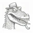 Cartoon crocodile smoking a blunt tattoo design idea