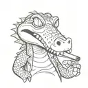 Cartoon crocodile smoking a blunt tattoo design idea